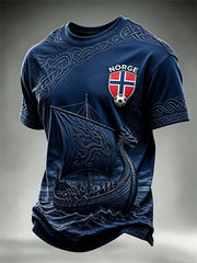 Men's Norway Football Viking Ship Celtic Knot Print short sleeves t-shirt