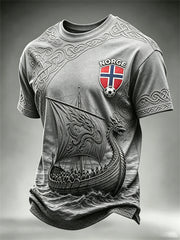 Men's Norway Football Viking Ship Celtic Knot Print short sleeves t-shirt