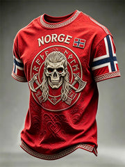 Men's Norway Viking Skull Celtic Knot Flag Print short sleeve t-shirt