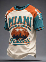 Men's Miami Football Lover Dolphin Art Printed T-shirt