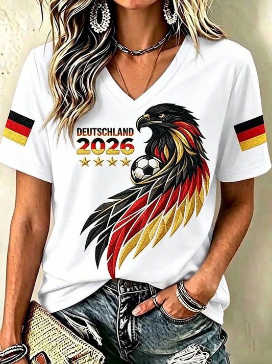 Women's Germany Football Fan Printed T-shirt