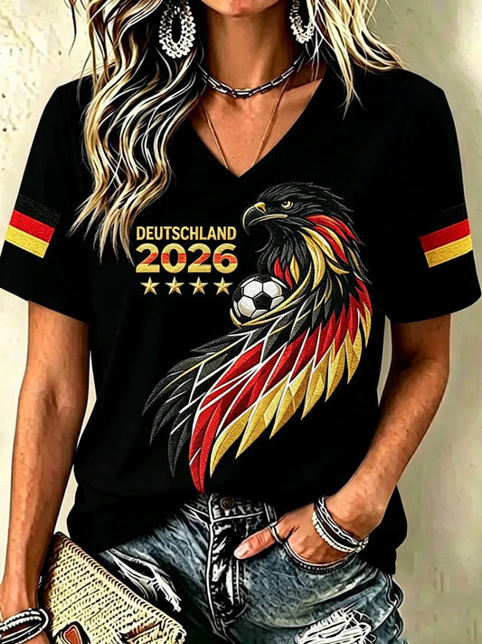 Women's Germany Football Fan Printed T-shirt
