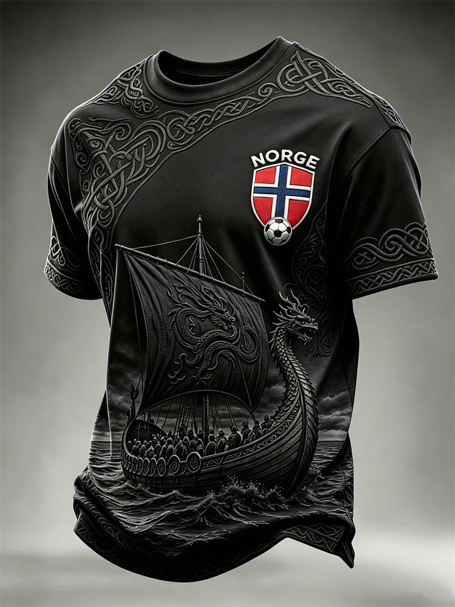 Men's Norway Football Viking Ship Celtic Knot Print short sleeves t-shirt
