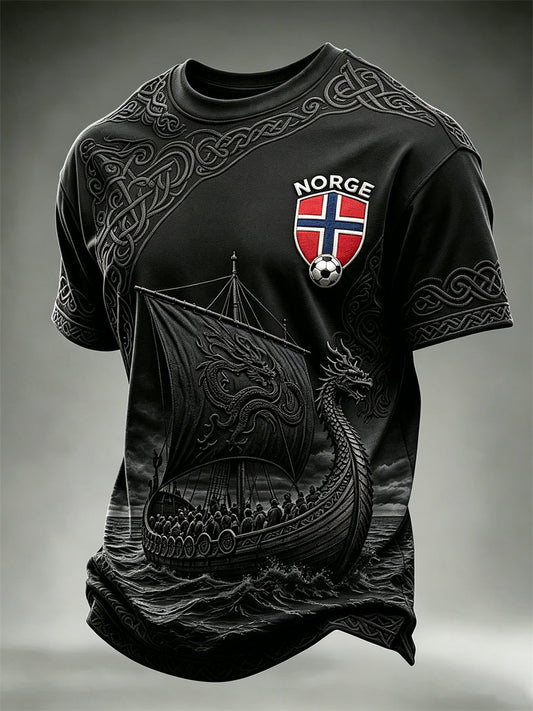 Men's Norway Football Viking Ship Celtic Knot Print short sleeves t-shirt