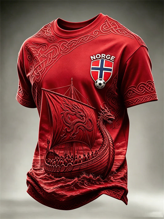 Men's Norway Football Viking Ship Celtic Knot Print short sleeves t-shirt
