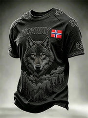Men's Norway Viking Wolf Dark Forest Celtic Knot Print short sleeve t-shirt