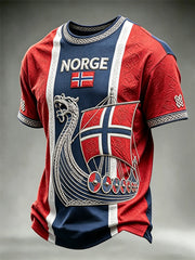 Men's Norway Viking Ship Celtic Knot Flag Print short sleeve t-shirt