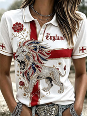 Women's England Printed polo T-shirt