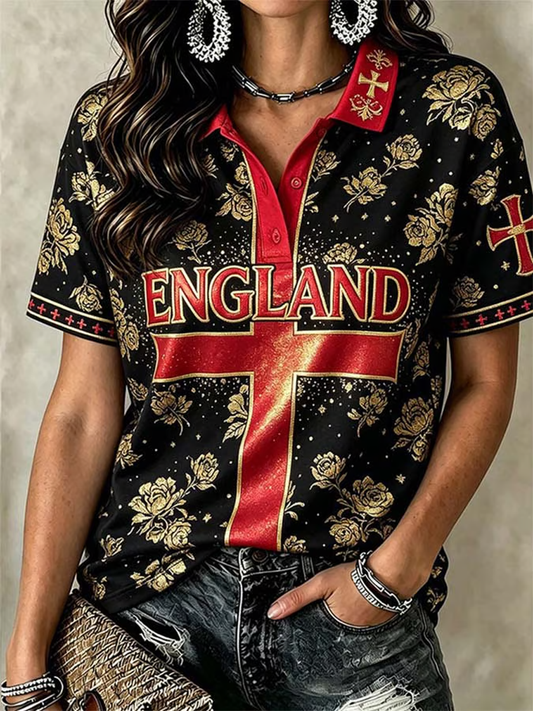 Women's England Printed polo T-shirt