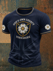 Men's England Yorkshire Day White Roses Art Printed T-shirt