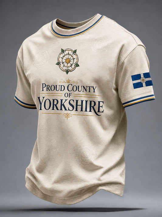 Men's Yorkshire Day White Roses Art Printed T-shirt