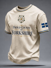 Men's Yorkshire Day White Roses Art Printed T-shirt