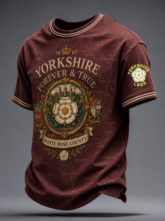 Men's Yorkshire Day White Roses Art Printed T-shirt