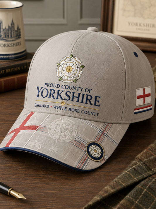 Unisex England Yorkshire Day White Roses Art Printed Hat