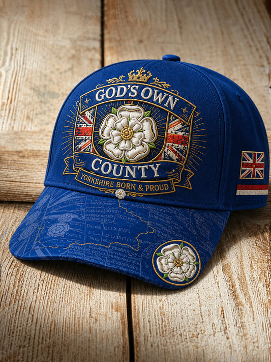 Unisex England Yorkshire Day White Roses Art Printed Hat