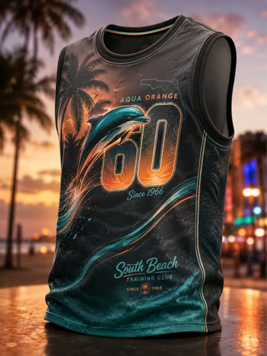 Men's Rugby Fan Miami 60 Printed Casual Tank Top
