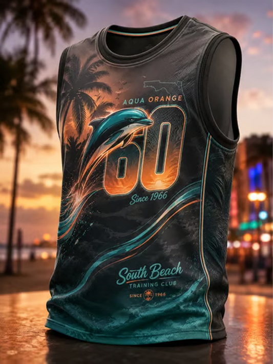 Men's Rugby Fan Miami 60 Printed Casual Tank Top