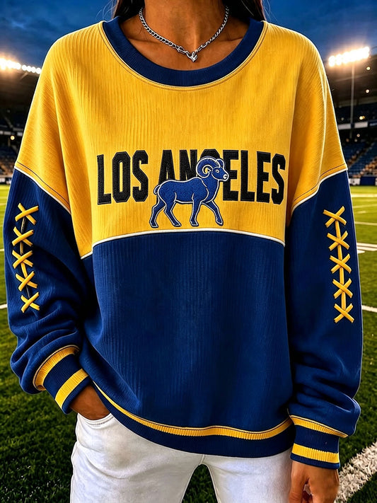 Women's Football Ribbed Round-Neck Sweatshirt