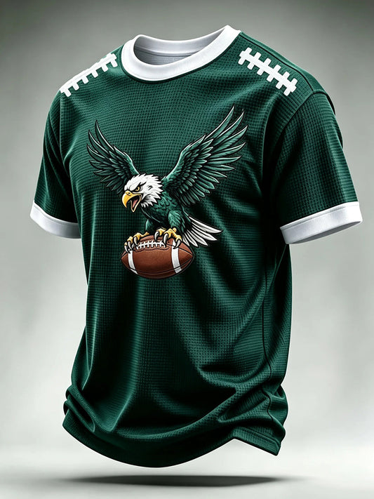 Men's Football Gameday Gift For Football Fans Casual Waffle Short Sleeve Tee
