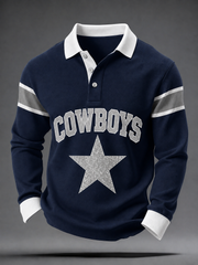 Men's Football Gameday Gift For Football Fans Casual long sleeve polo