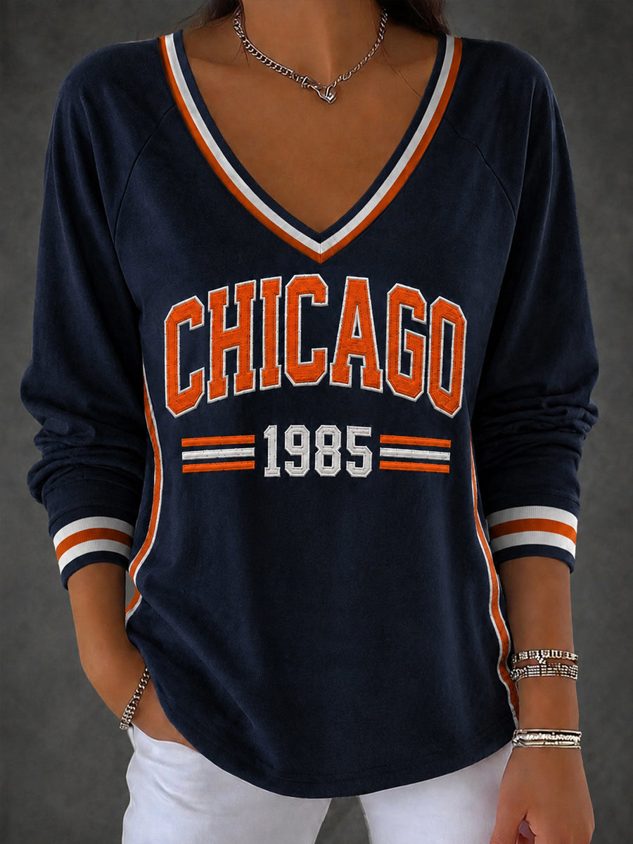 Women's Football Gameday Gift For Football Fans Casual Long Sleeve Shirt