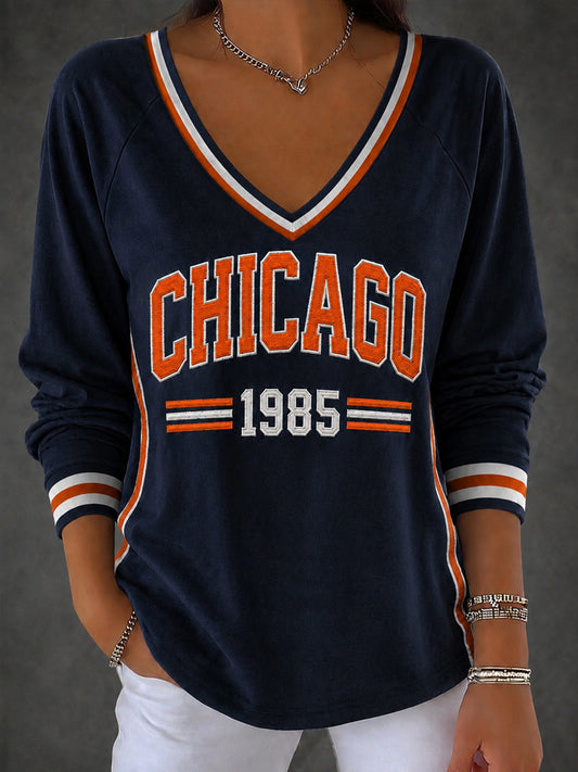 Women's Football Gameday Gift For Football Fans Casual Long Sleeve Shirt