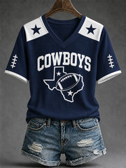Women's Football Gameday Gift For Football Fans Casual V-Neck Tee