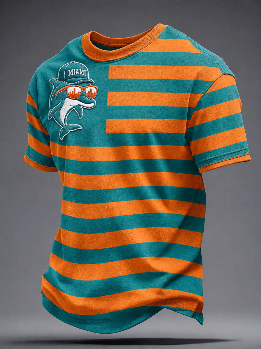 Men's Miami Football Lover Dolphin Art Printed T-shirt