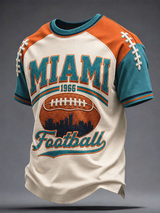 Men's Miami Football Lover Dolphin Art Printed T-shirt