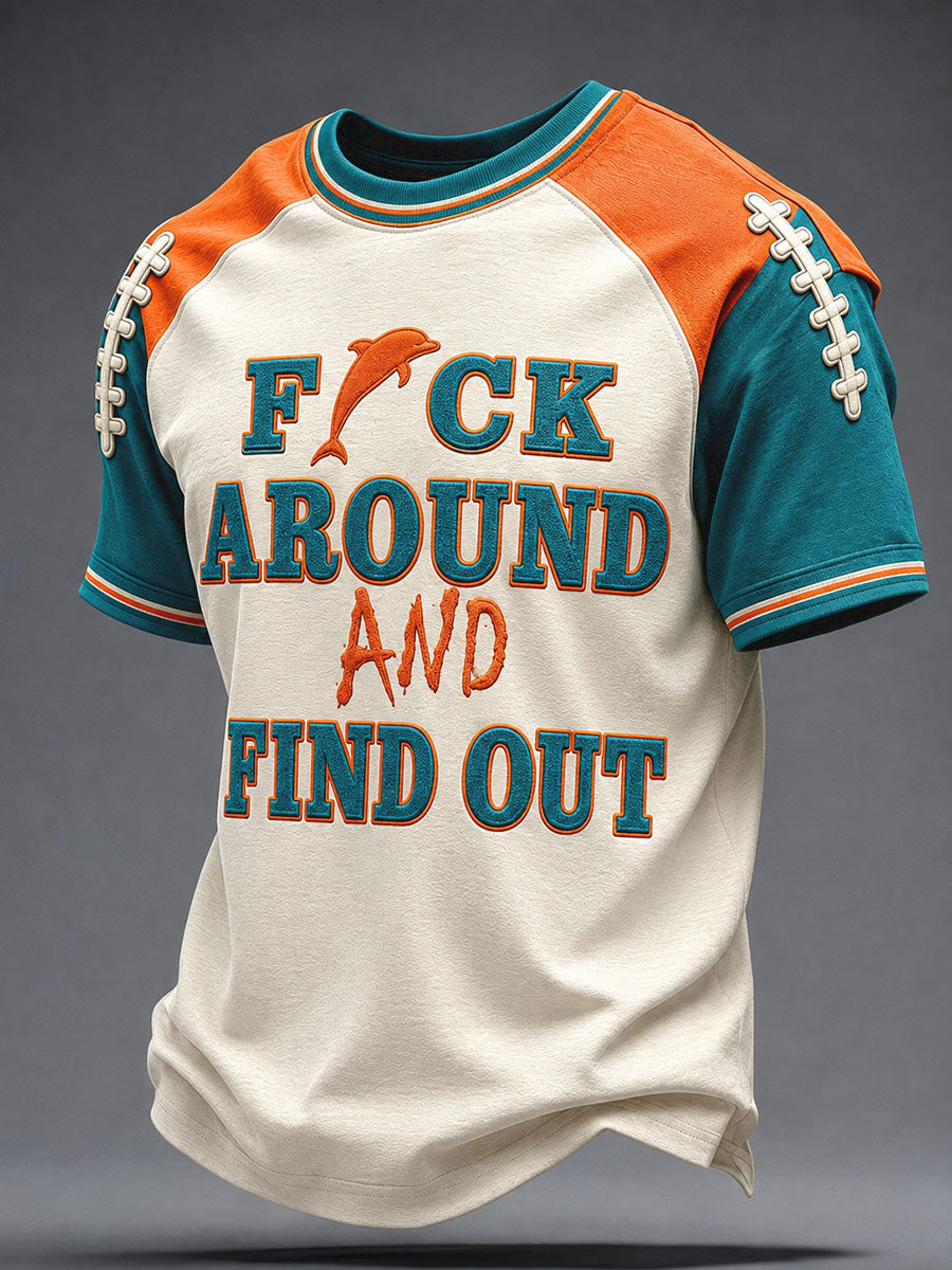 Men's Miami Football Lover Dolphin Art Printed T-shirt