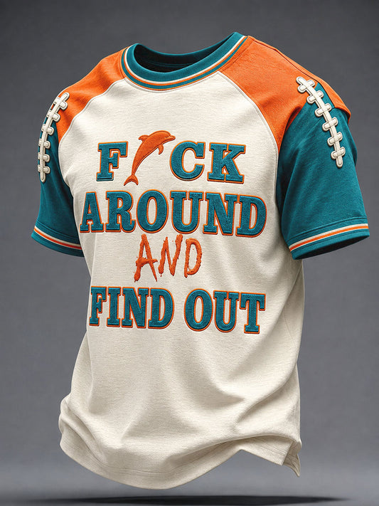 Men's Miami Football Lover Dolphin Art Printed T-shirt