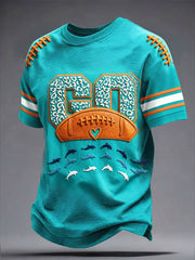 Men's Miami Football Lover Dolphin Art Printed T-shirt