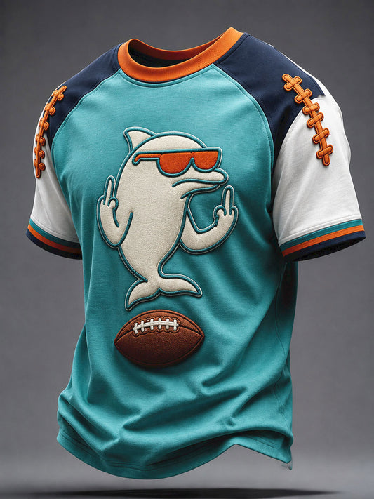 Men's Miami Football Lover Dolphin Art Printed T-shirt