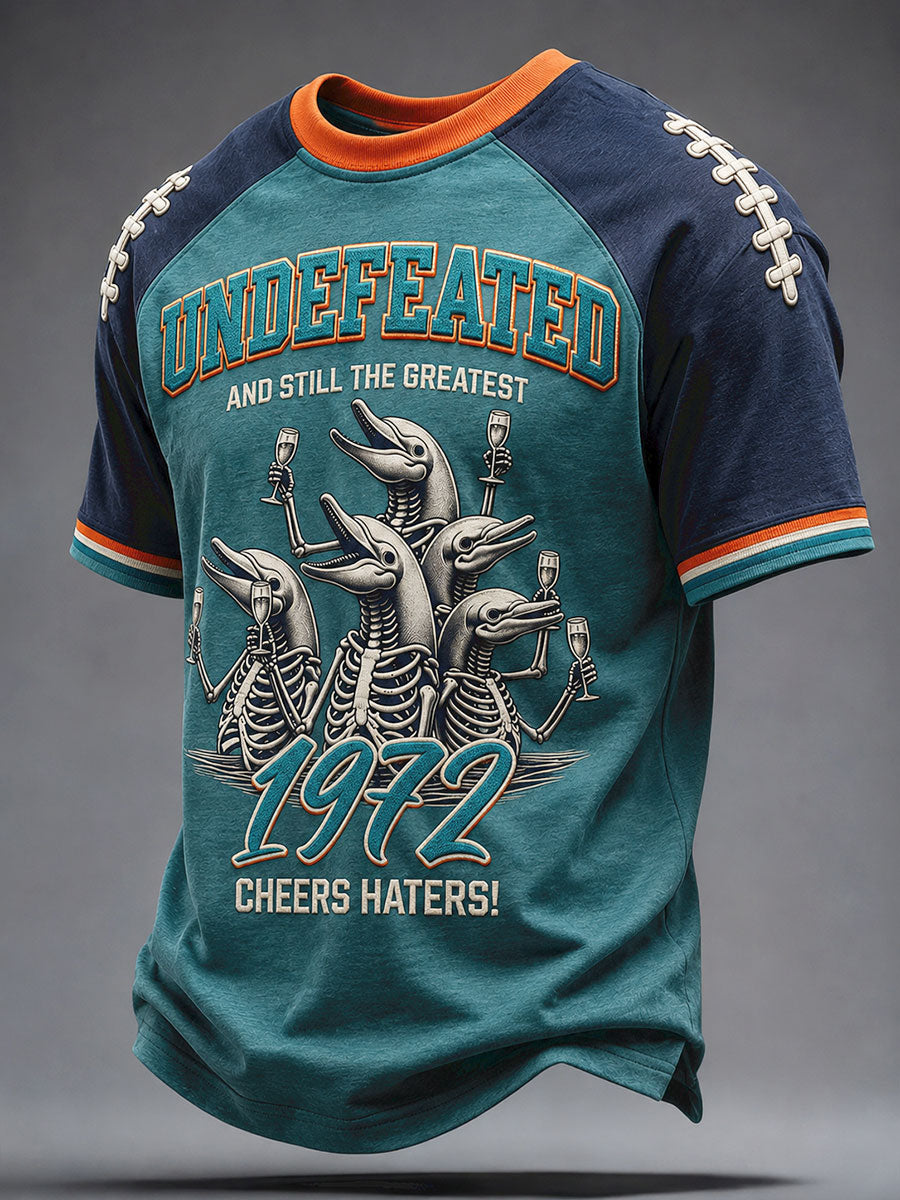 Men's Miami Football Lover Dolphin Art Printed T-shirt