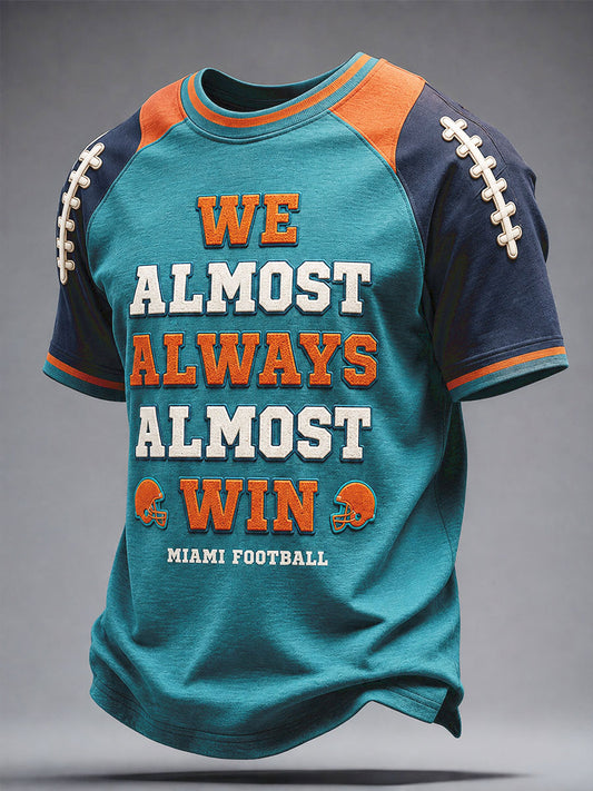 Men's Miami Football Lover Dolphin Art Printed T-shirt