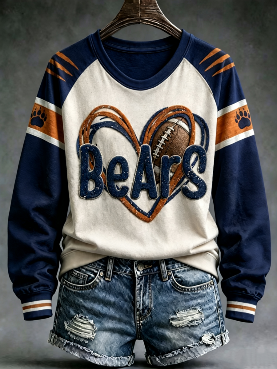 Women's Chicago Football Lover  Art Printed raglan sleeve sweatshirt