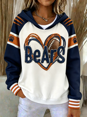Women's Chicago Football Lover  Art Printed Hooded Sweatshirt