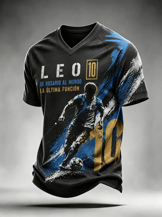 Men's Soccer Legend Retire Memorial Casual Short Sleeve V-neck T-shirt