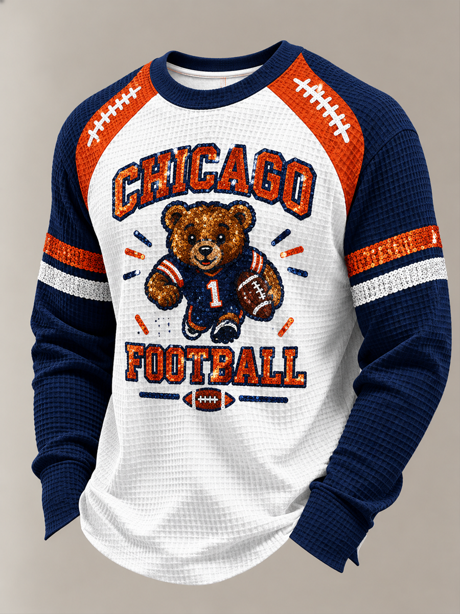 Men's Football Gameday Gift For Football Fans Waffle Sweatshirt