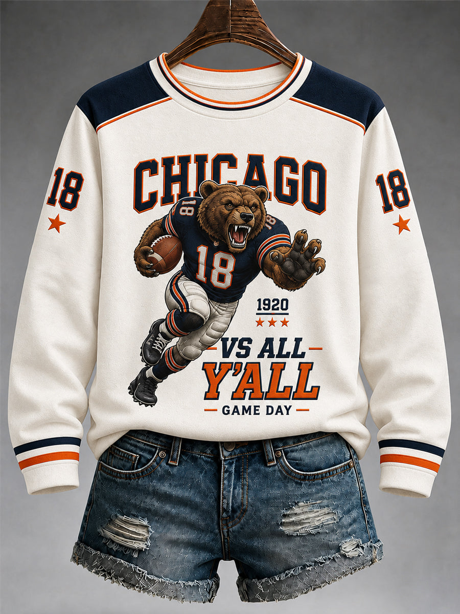 Women's Chicago VS All Y'all Football Gameday Gift For Football Fans Casual Sweatshirt