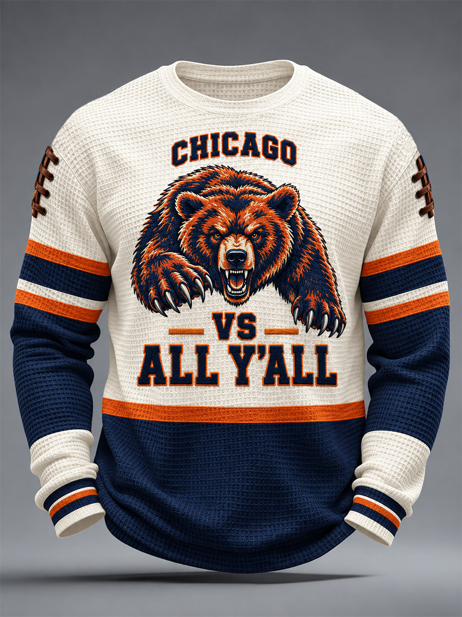 Men's Football Gameday Gift For Football Fans Print Casual Waffle Long Sleeve T-Shirt