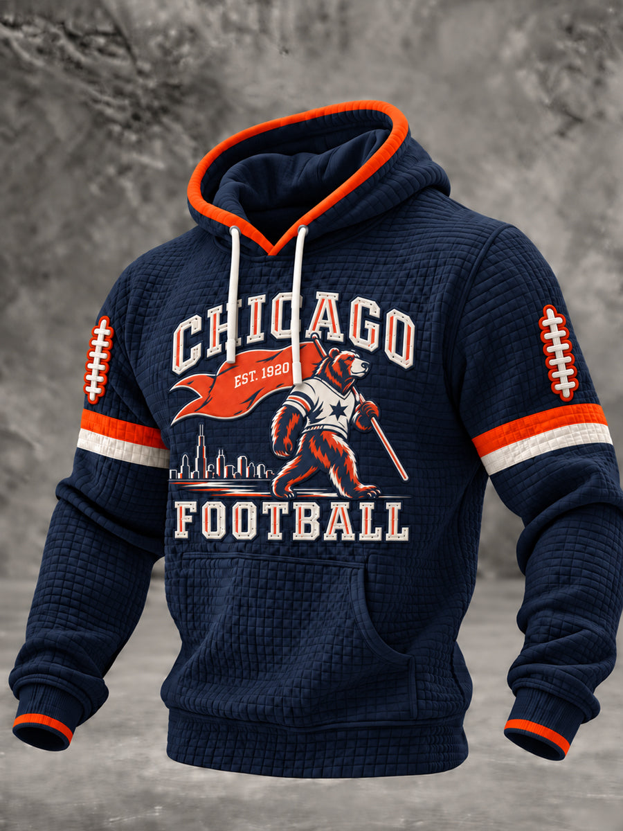 Men's Football Gameday Gift For Football Fans Checkered Cotton Hoodie