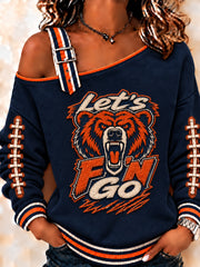 Women's Football Gameday Gift For Football Fans Casual Off-Shoulder Sweatshirt