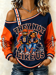 Women's They Not Like Us Football Gameday Gift For Football Fans Casual Off-Shoulder Sweatshirt