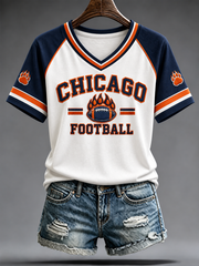 Women's Football Gameday Gift For Football Fans V-neck off-shoulder short-sleeved T-shirt